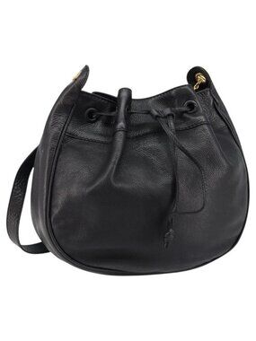 Authentic BOTTEGA VENETA Shoulder Bag Leather Black Gold